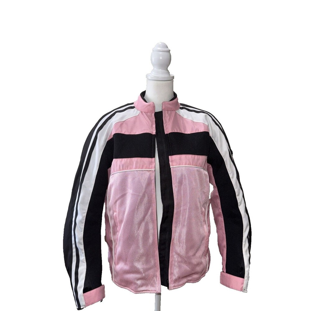 BILT Women's Motorcycle Jacket Pink Black Armored Textile Moto Riding Biker L - Picture 2 of 14